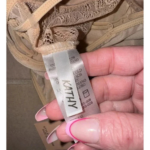 Kathy blush Lace and mesh Bodysuit Lingerie padded Push-Up teddy size S-M - Picture 2 of 14